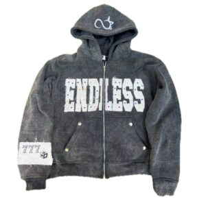 "Obsidian Black" Endless Rhinestone Hoodie