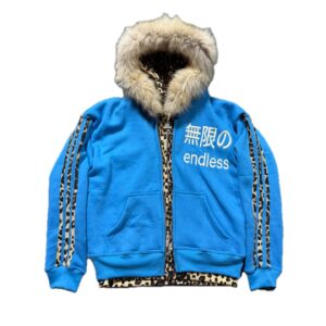 “Blue & Cheetah” Double Fur Hoodie
